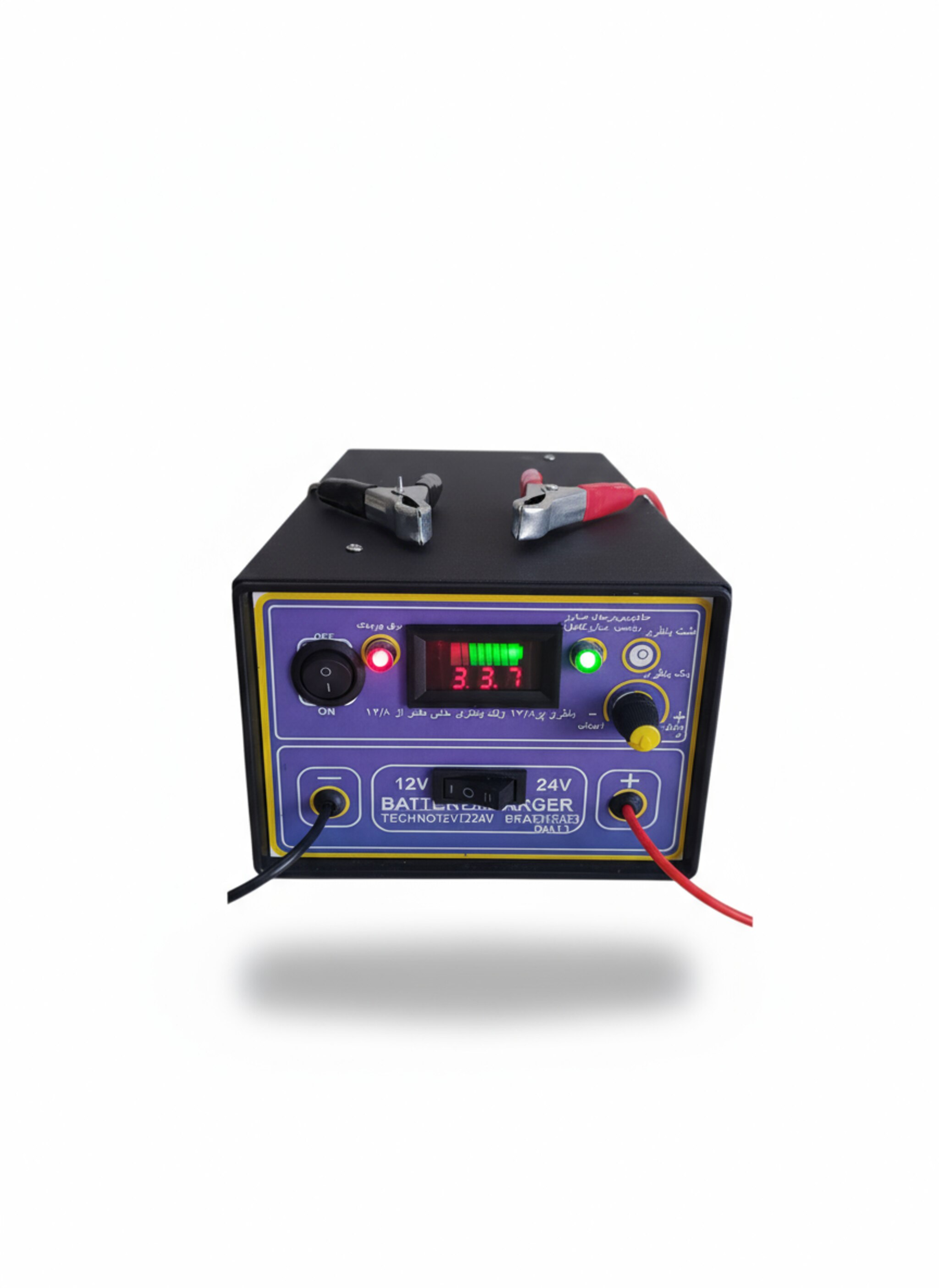 شارژر باتری ۱۲ و 24 ولت ۱۵ آمپر مناسب باطری ۱۰۰ تا ۴۰۰ آمپر ۴ باطری همزمان